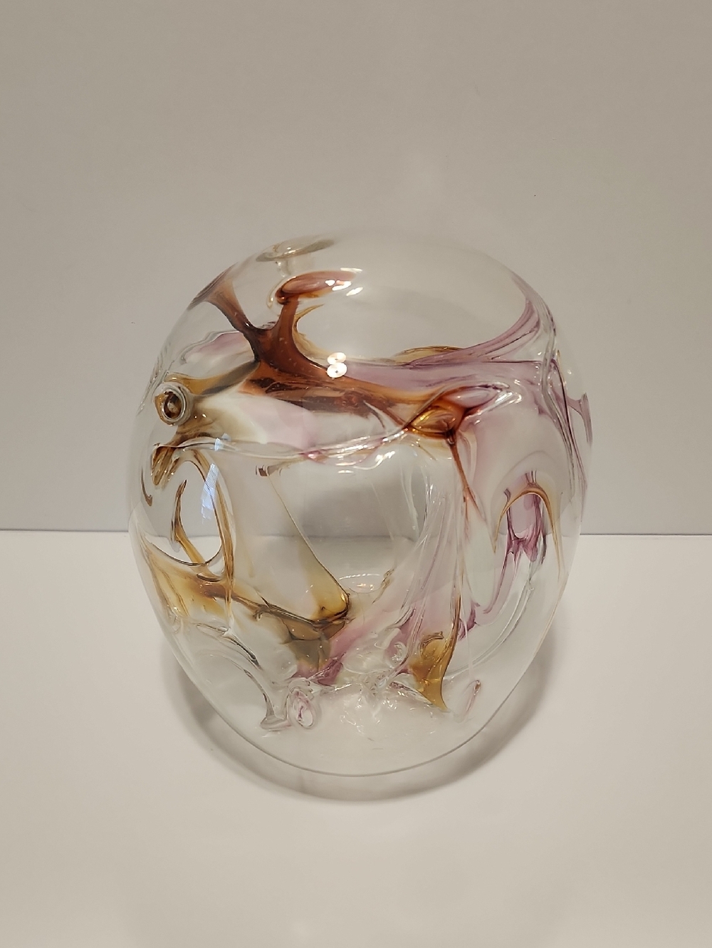 Peter Bramhall Art Glass Orb – 1982 Hand Blown Studio Glass Sculpture